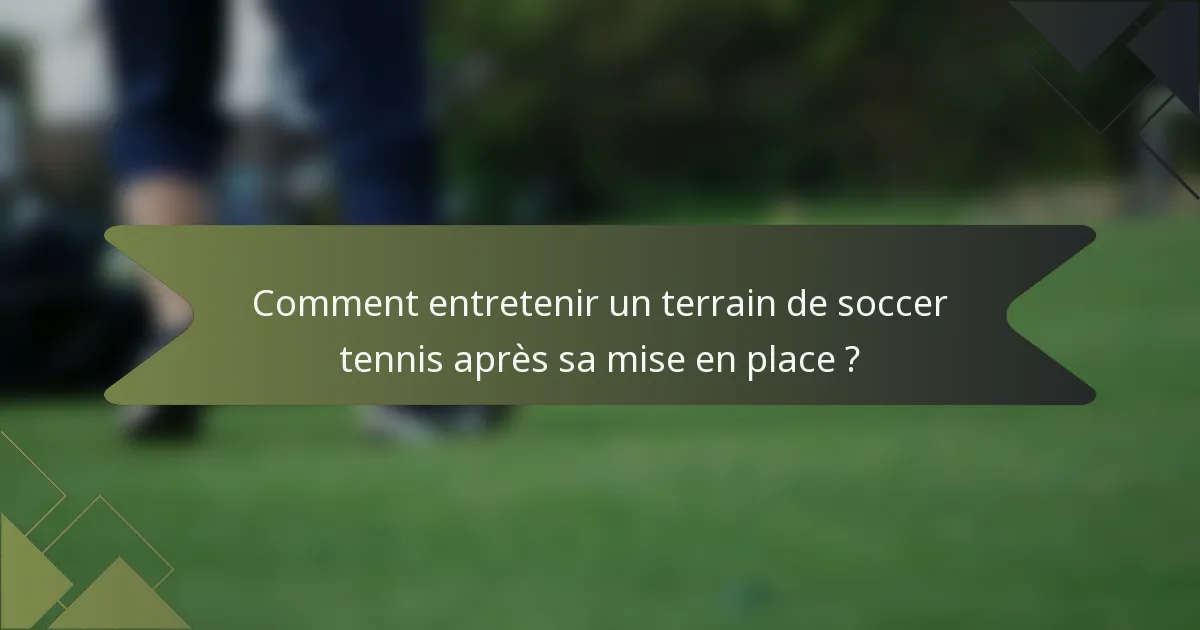 Comment entretenir un terrain de soccer tennis après sa mise en place ?