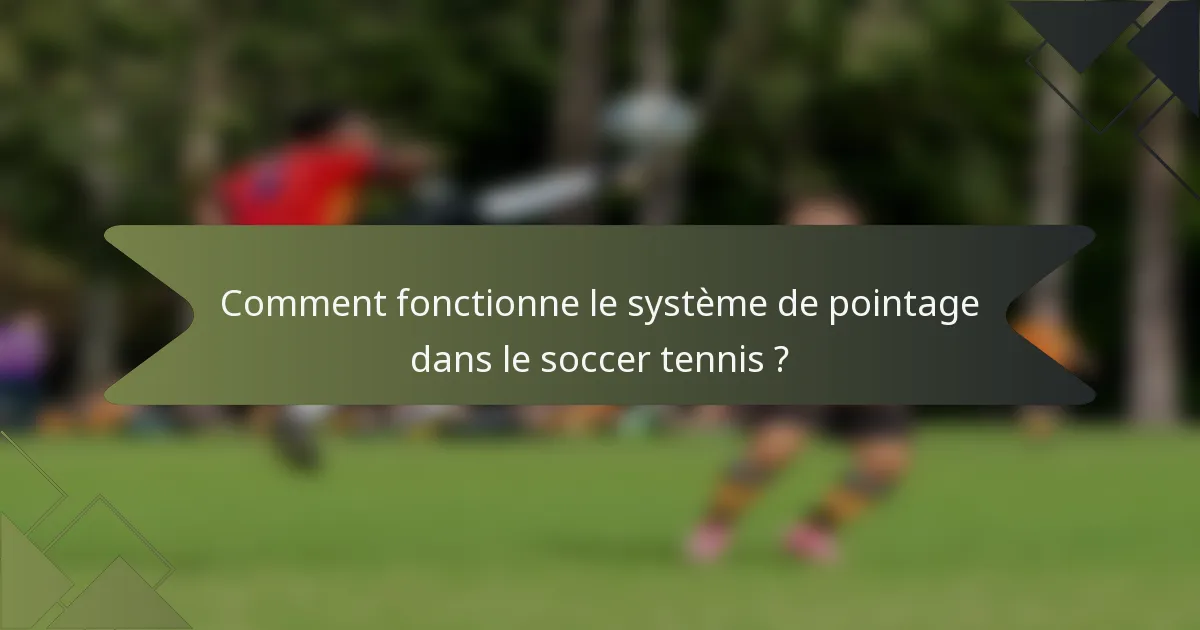 Comment fonctionne le système de pointage dans le soccer tennis ?