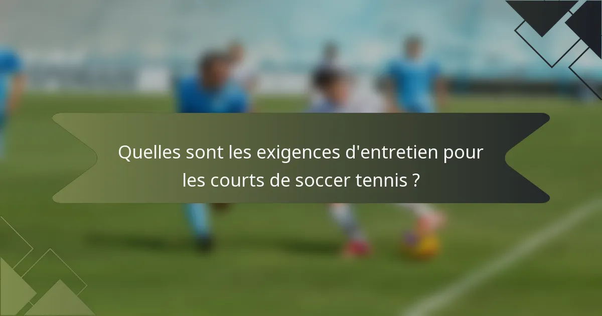 Quelles sont les exigences d'entretien pour les courts de soccer tennis ?