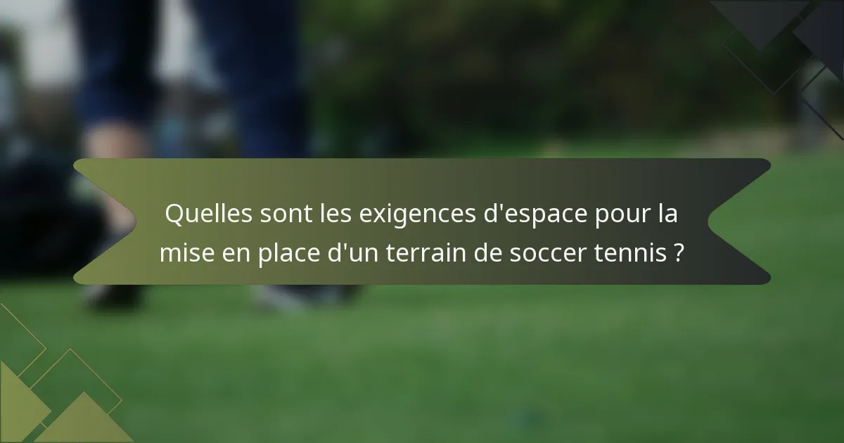 Quelles sont les exigences d'espace pour la mise en place d'un terrain de soccer tennis ?