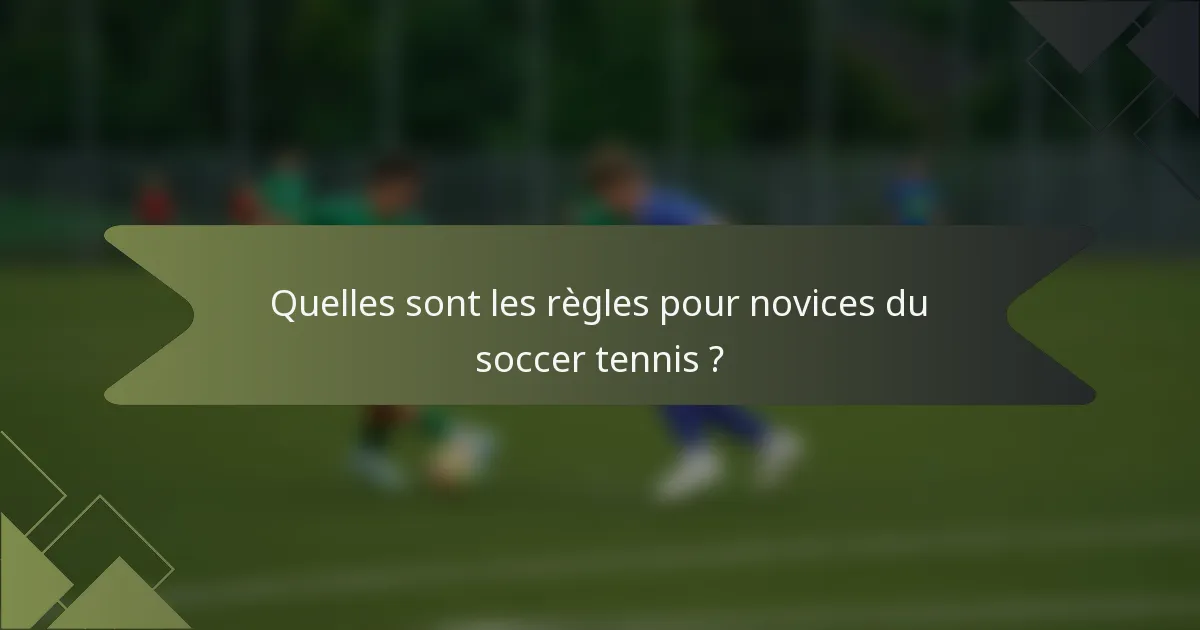 Quelles sont les règles pour novices du soccer tennis ?