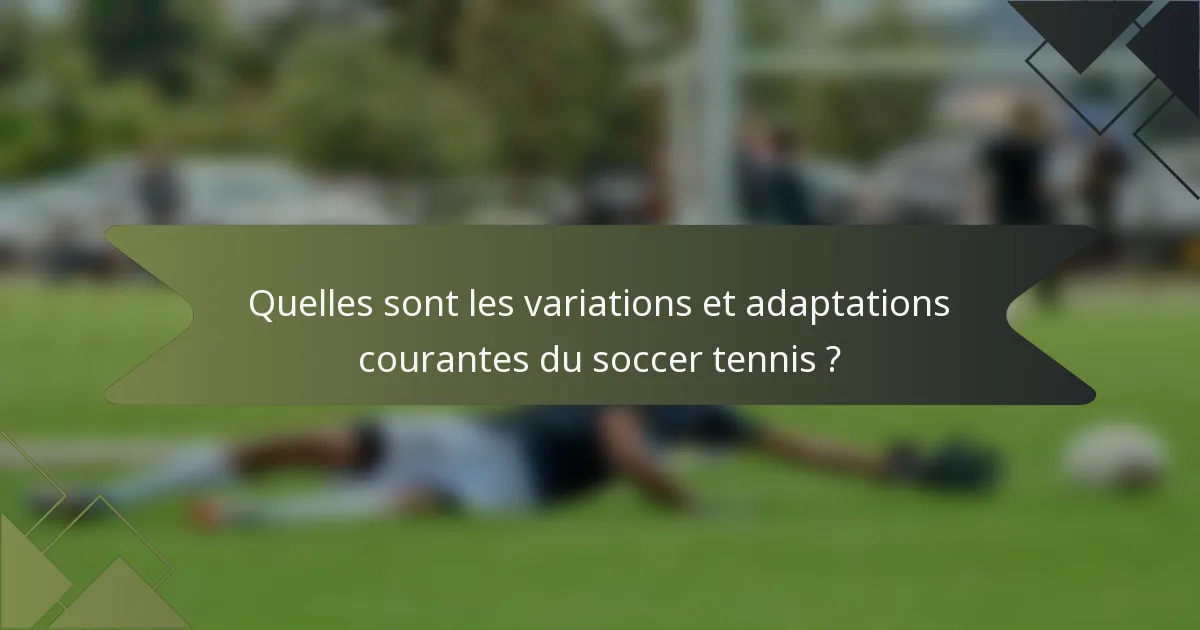 Quelles sont les variations et adaptations courantes du soccer tennis ?