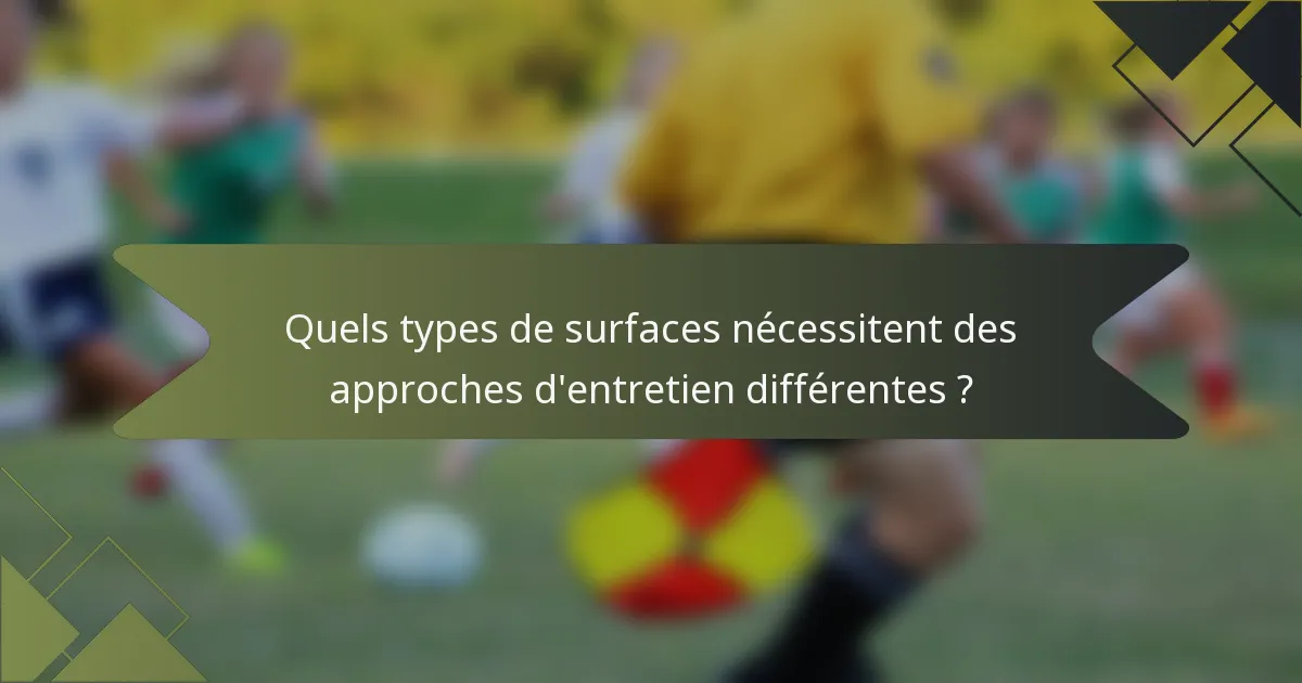 Quels types de surfaces nécessitent des approches d'entretien différentes ?